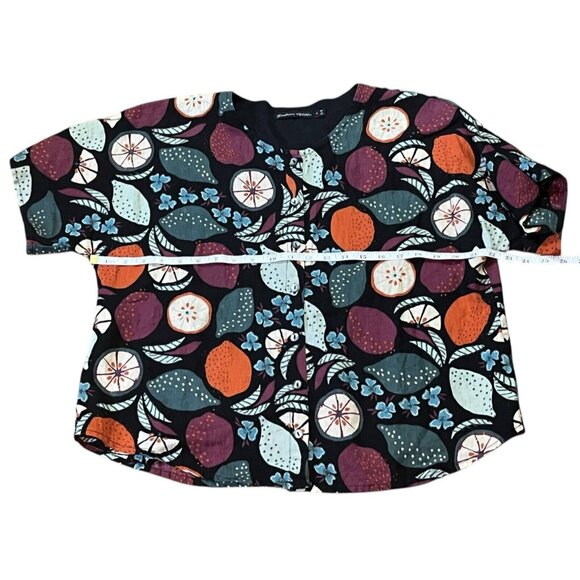 GUDRUN SJODEN 100% Linen Fruit Relaxed Boxy Fit Top Lagenlook ~Rare Print Medium - Picture 8 of 8